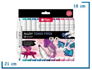 FILGO ALLOY TONOS FRIOS 12 MARCADORES ARTISTICOS DOBLE PUNTA