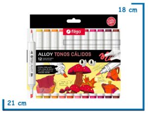 FILGO ALLOY TONOS CALIDOS 12 MARCADORES ARTISTICOS DOBLE PUNTA