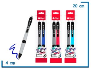 FILGO GINZA 2X BOLIGRAFOS RETRACTILES TINTA AZUL FLOW PACK SURTIDO