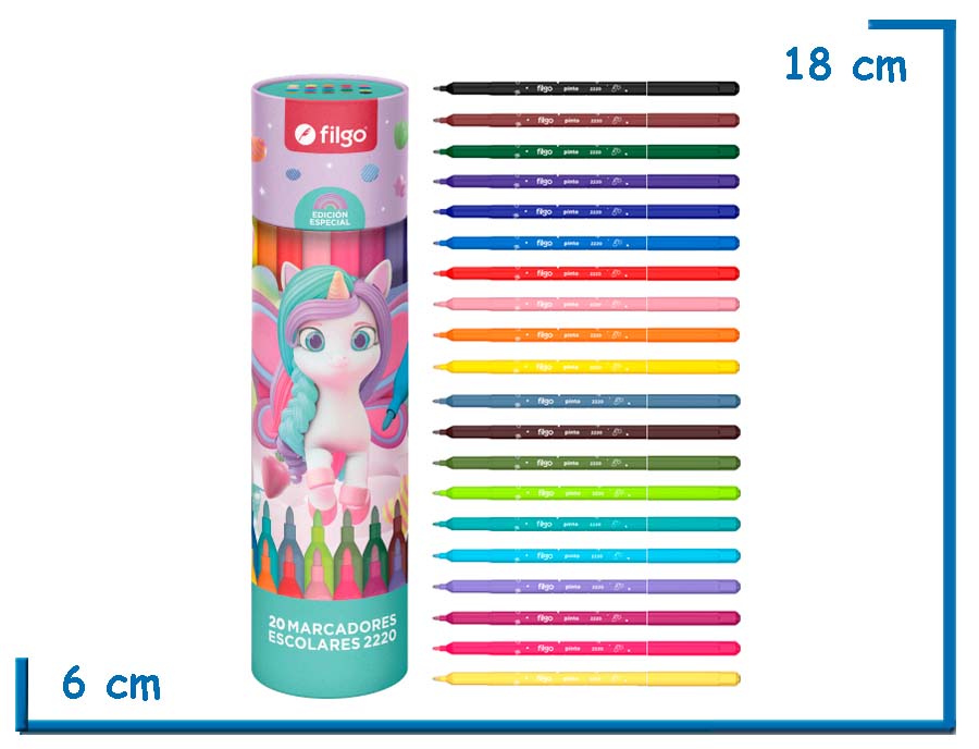 FILGO CILINDRO UNICORNIO MARCADORES ESCOLARES 2220 X20