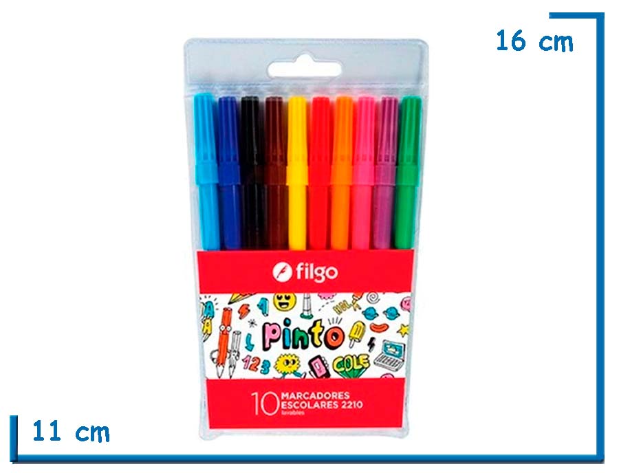 FILGO MARCADORES ESCOLARES 2210 X10 SURTIDOS ESTUCHE PLASTICO