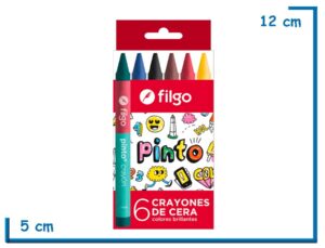 FILGO PINTO 6 CRAYONES DE CERA COLORES BRILLANTES