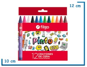 FILGO PINTO 12 CRAYONES DE CERA COLORES BRILLANTES
