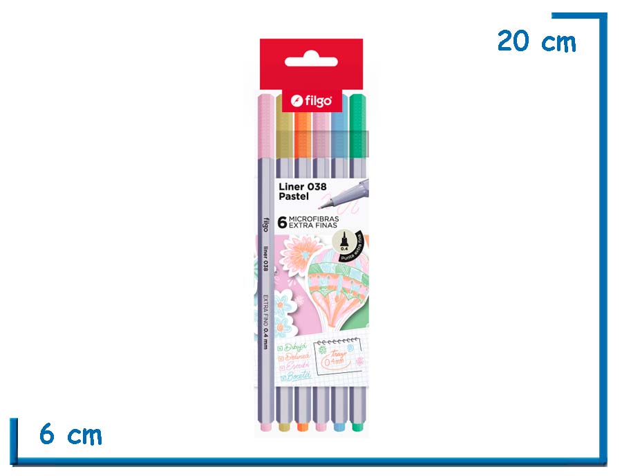 FILGO LINER 038 PASTEL 6 MICROFIBRAS EXTRA FINAS
