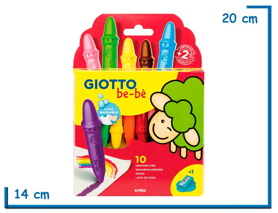 GIOTTO BEBE CRAYONES GRANDES X10 CON SACAPUNTAS