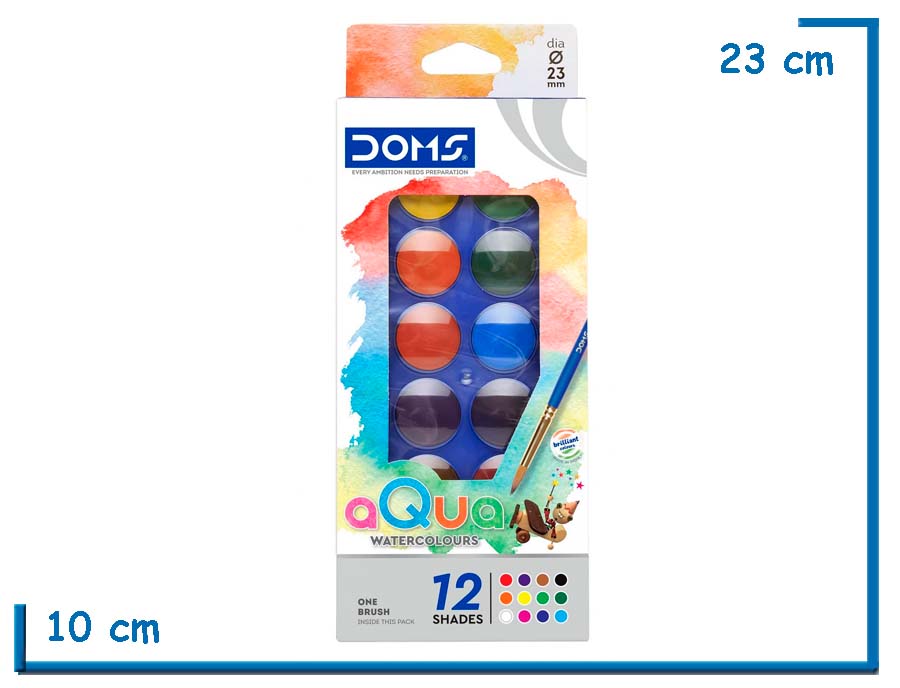 DOMS AQUA WATERCOLOURS ACUARELAS X12 CON PINCEL