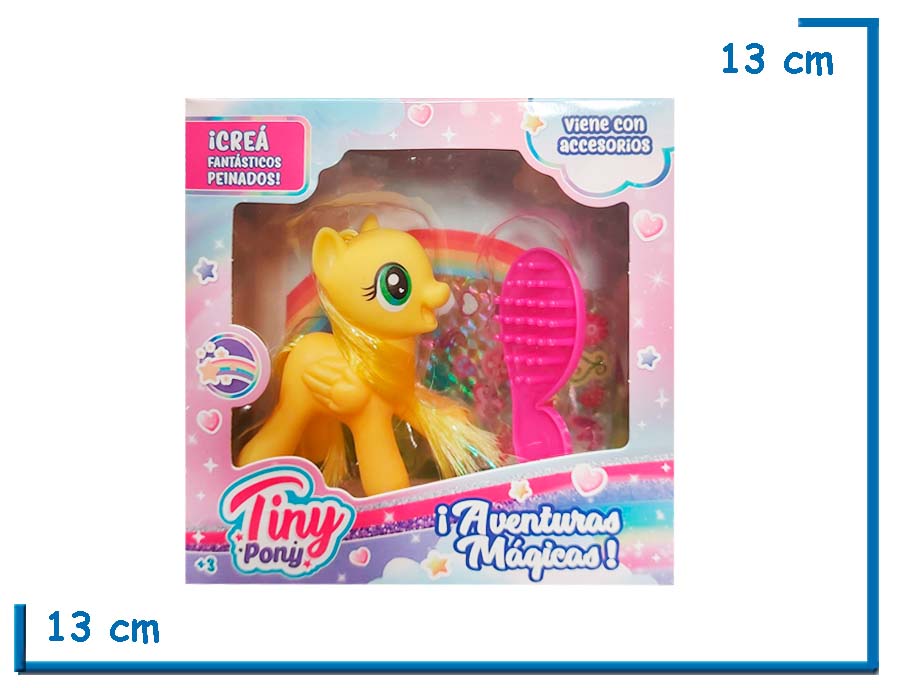 TINY PONY AMARILLO CON CEPILLO Y STICKERS