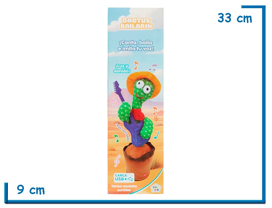 KIDS CLUB PELUCHE CACTUS (CON GUITARRA) BAILARIN IMITA TU VOZ CARGA USB