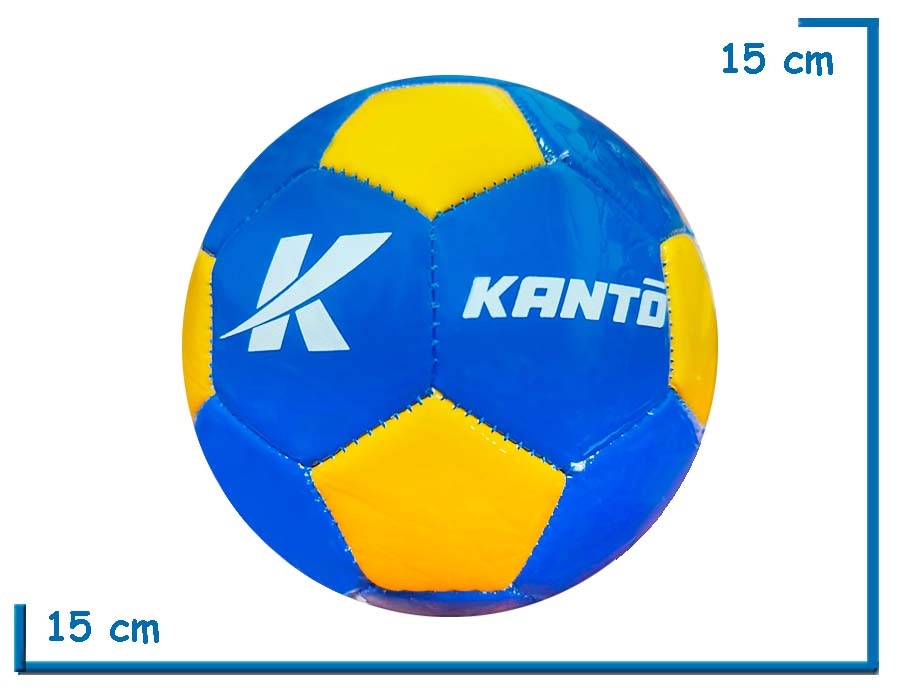 PELOTA DE CUERO N§2 KANTO CLASICA AZUL GAJOS AMARILLOS