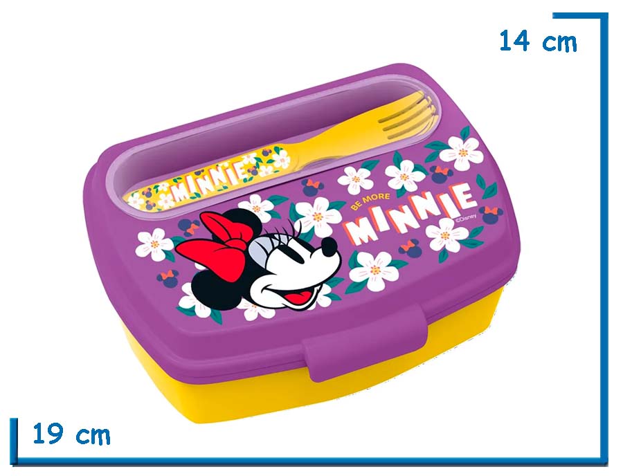 MINNIE MOUSE BE MORE LUNCHERA RECTANGULAR CON CUBIERTOS