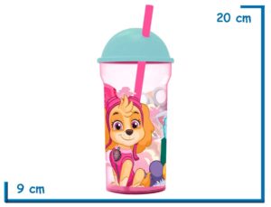 PAW PATROL SKYE VASO 460 ML TRANSPARENTE TAPA ALTA