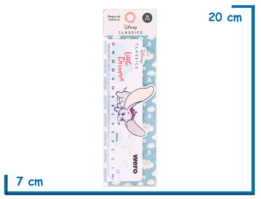 DISNEY CLASSICS REGLA DE MADERA 15CM DUMBO BLANCA