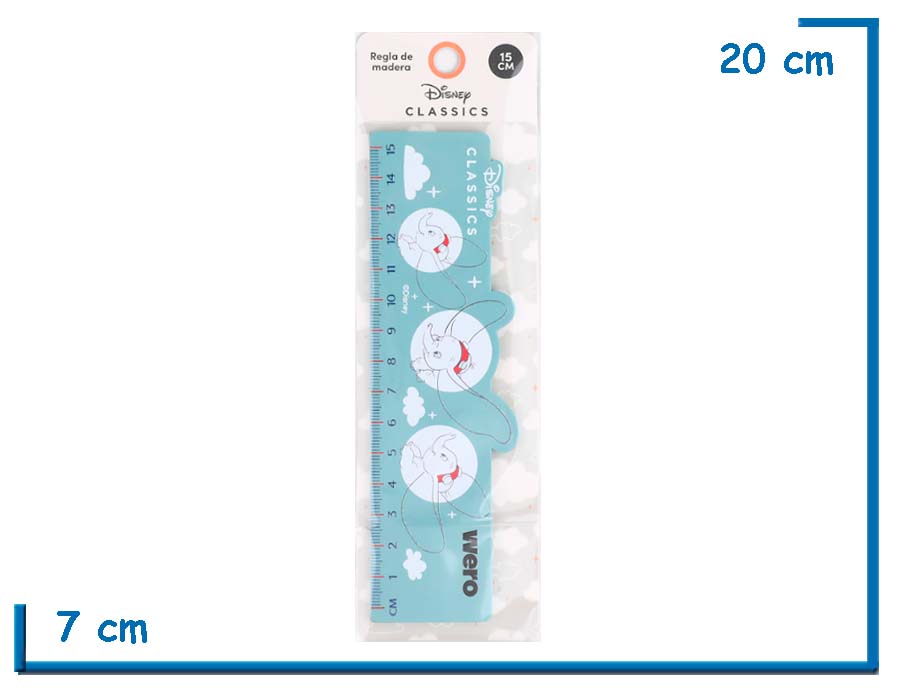 DISNEY CLASSICS REGLA DE MADERA 15CM DUMBO CELESTE