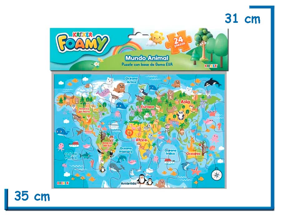 FOAMY MUNDO ANIMAL PUZZLE DE GOMA EVA 24 PZS