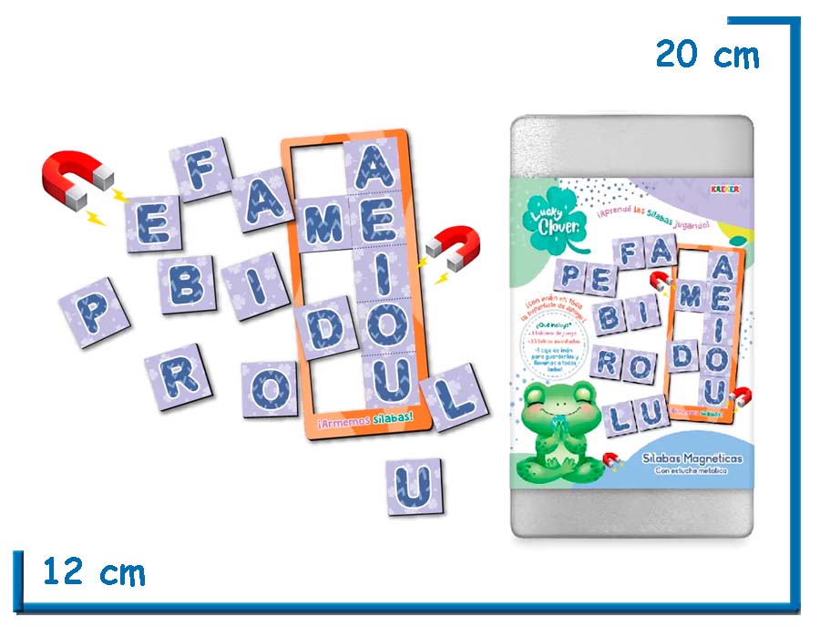 LUCKY CLOVER SILABAS MAGNETICAS EN ESTUCHE METALICO