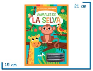 L.MIS LIBROS PARA COLOREAR ANIMALES DE LA SELVA CON CRAYONES