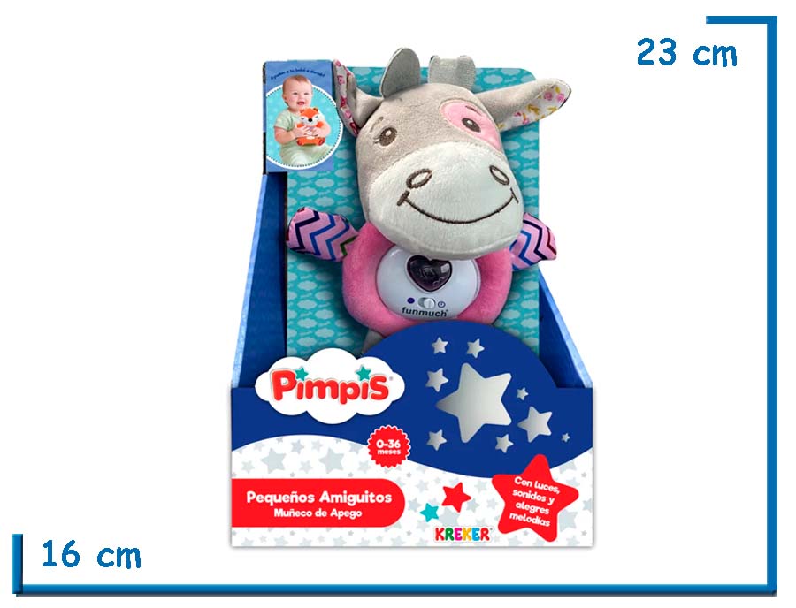 PIMPIS PEQUEÑOS AMIGUITOS BURRITO MUÑECO DE APEGO LUZ Y SONIDO