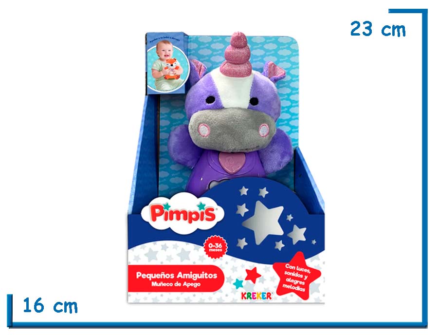 PIMPIS PEQUEÑOS AMIGUITOS UNICORNIO MUÑECO DE APEGO LUZ Y SONIDO