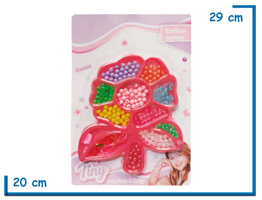 TINY FLOR FUCSIA CON MOSTACILLAS EN BLISTER