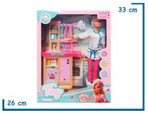 TINY FANTASY MUÑECA COCINERA DELANTAL BLANCO CON COCINA