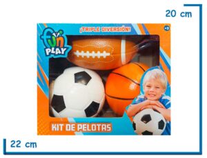 FUN PLAY KIT DE PELOTAS SOFT X3 MULTI DEPORTE