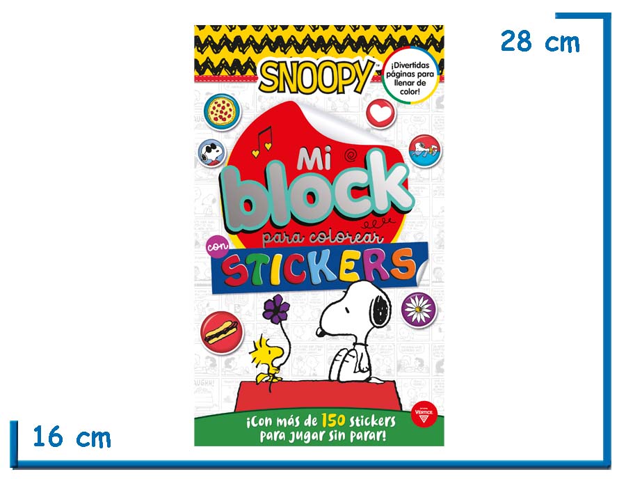 MI BLOCK PARA COLOREAR CON STICKERS PEANUTS SNOOPY