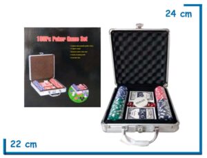 100PC POKER GAME SET VALIJA CON FICHAS CARTAS Y DADOS