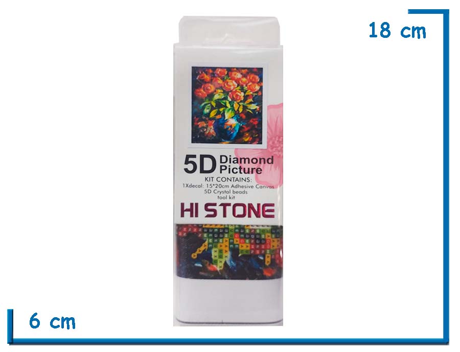 HI STONE FLORES EN JARRON 5D DIAMOND PICTURE 15X20CM EN BLISTER
