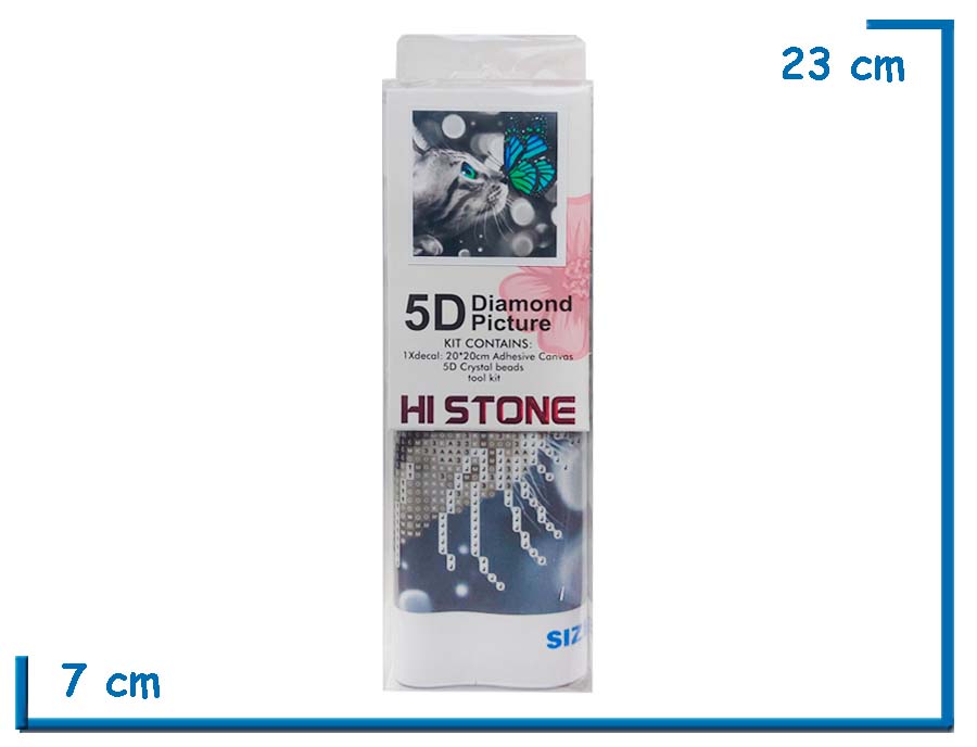 HI STONE GATO CON MARIPOSA 5D DIAMOND PICTURE 20X20CM EN BLISTER