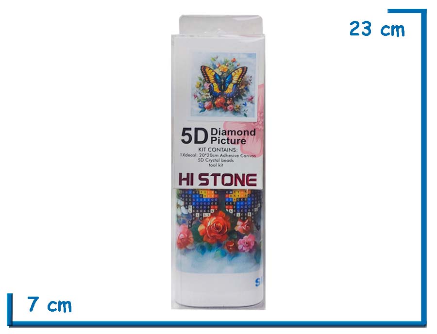 HI STONE MARIPOSA AZUL Y AMARILLA 5D DIAMOND PICTURE 20X20CM EN BLISTER