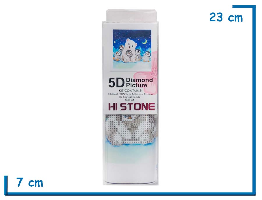 HI STONE OSO POLAR Y PINGUINOS 5D DIAMOND PICTURE 20X20CM EN BLISTER