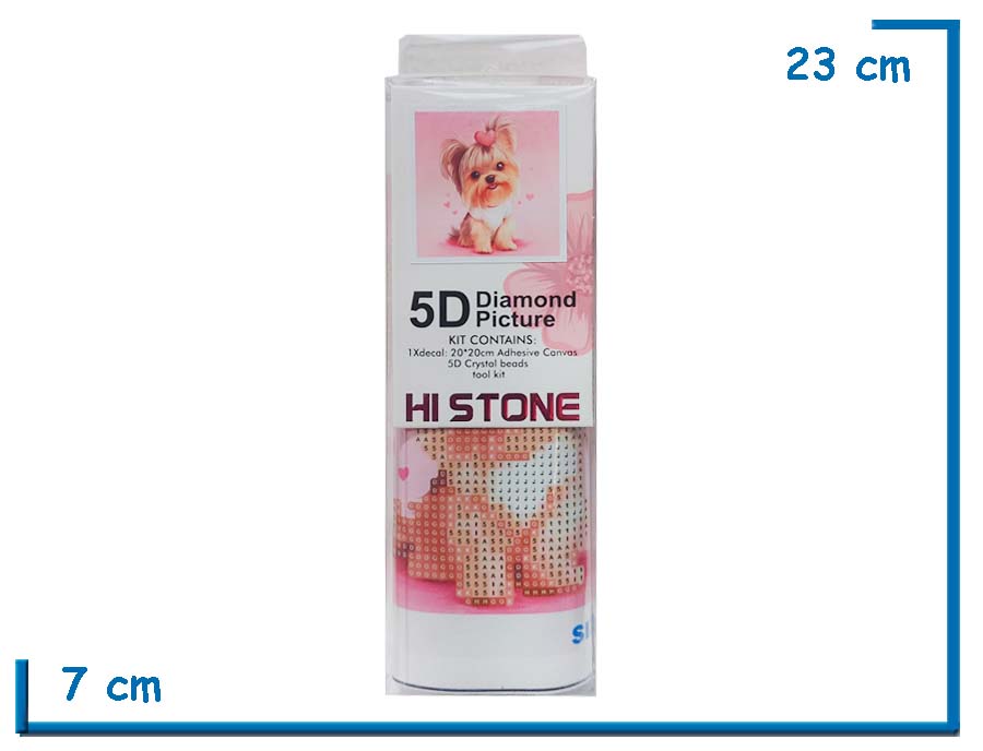 HI STONE PERRITO CON CORAZONES 5D DIAMOND PICTURE 20X20CM EN BLISTER