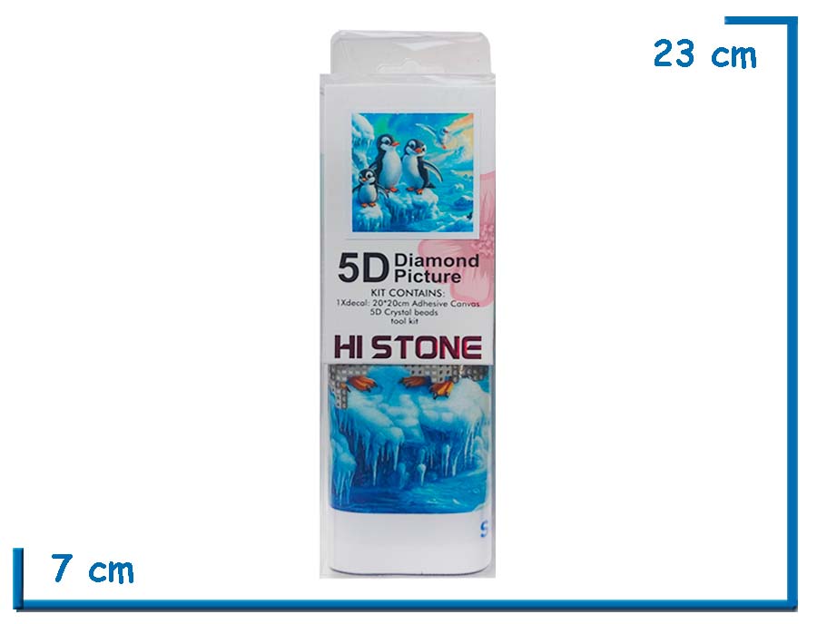 HI STONE PINGUINOS EN EL HIELO 5D DIAMOND PICTURE 20X20CM EN BLISTER