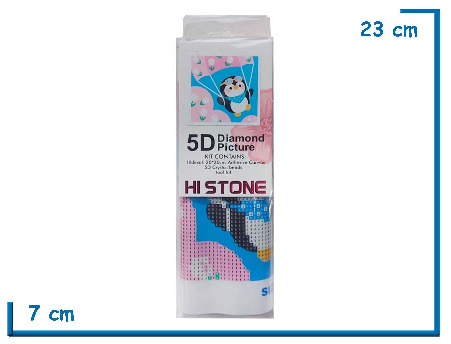 HI STONE PINGUINO CON PARACAIDAS 5D DIAMOND PICTURE 20X20CM EN BLISTER