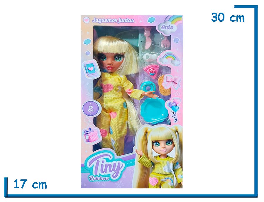 TINY RAINBOW MU¥ECA ROPA AMARILLA 25CM CON ACCESORIOS