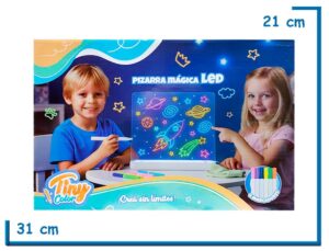 TINY COLOR PIZARRA MAGICA LED 30X20CM  CON 6 MARCADORES