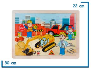 PUZZLE DE MADERA CHICO CONSTRUCCION CON RETRO EXCAVADORA 24PZS