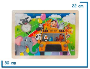 PUZZLE DE MADERA CHICO ANIMALITOS ZOO BUS 24PZS