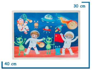 PUZZLE DE MADERA GRANDE ASTRONAUTAS CON ALIENS 48PZS