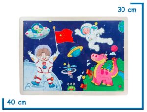 PUZZLE DE MADERA GRANDE ASTRONAUTAS CON DINO 100PZS