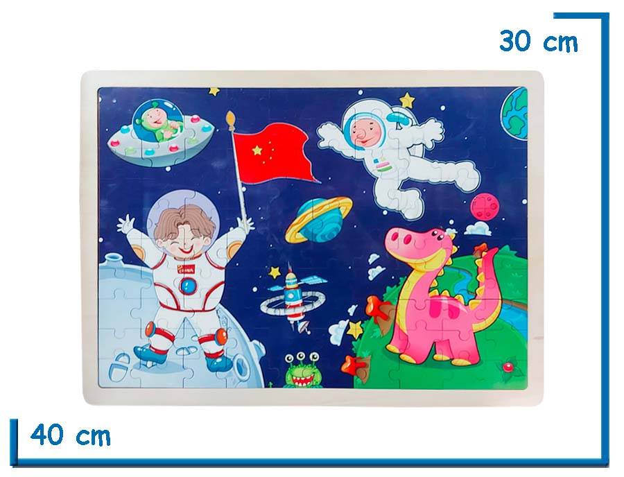 PUZZLE DE MADERA GRANDE ASTRONAUTAS CON DINO 100PZS
