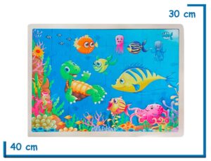 PUZZLE DE MADERA GRANDE FONDO DEL MAR CON TORTUGA 48PZS