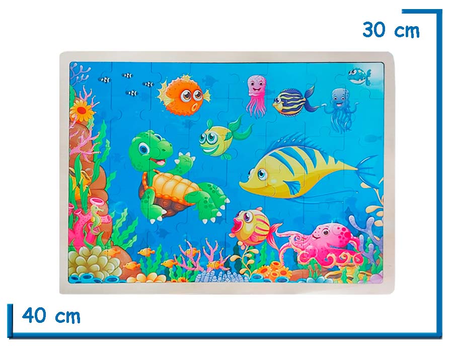 PUZZLE DE MADERA GRANDE FONDO DEL MAR CON TORTUGA 48PZS