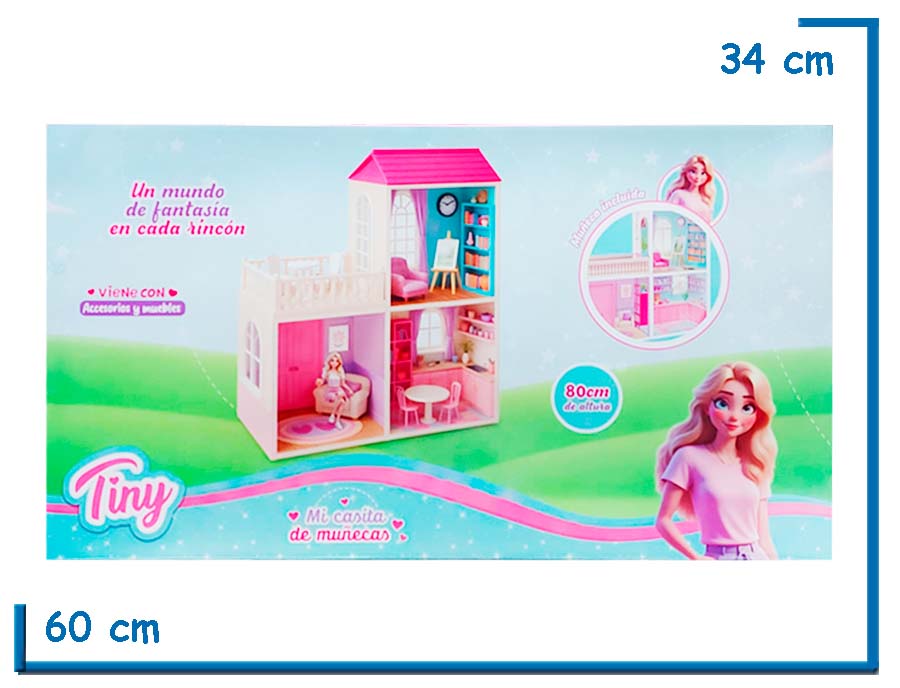 TINY MI CASITA DE MUÑECAS CON ACCESORIOS Y MUÑECA 80CM