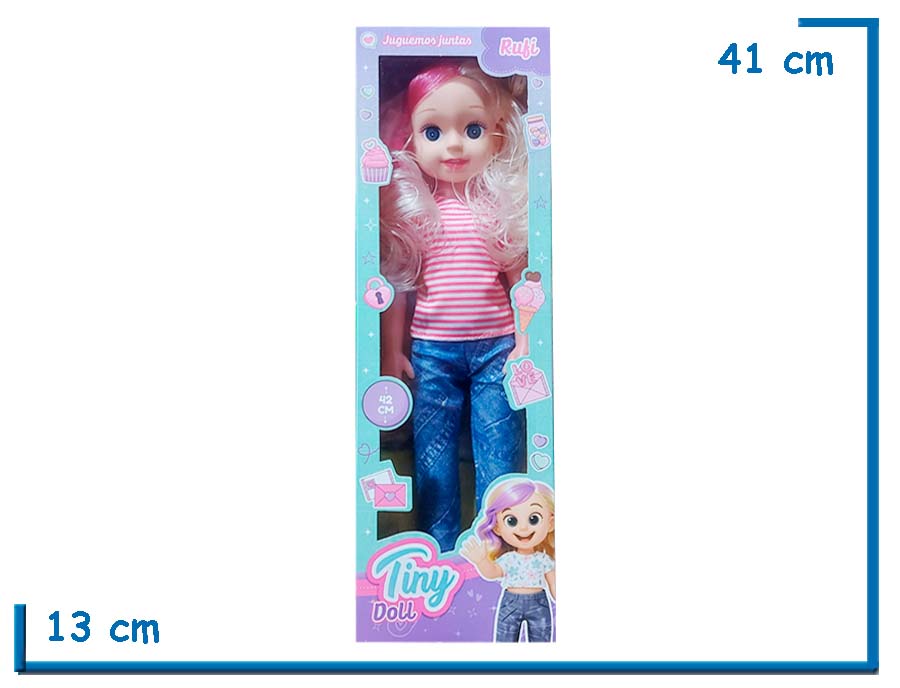 TINY DOLL RUFI MUÑECA REMERA RAYADA 42 CM