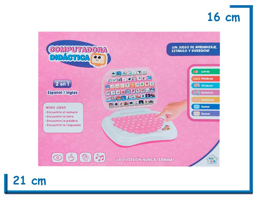 KIDS CLUB COMPUTADORA DIDACTICA ROSA SIN PANTALLA