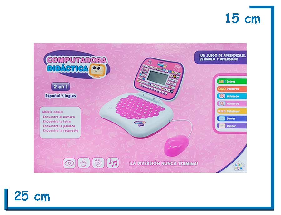 KIDS CLUB COMPUTADORA DIDACTICA ROSA CON MOUSE