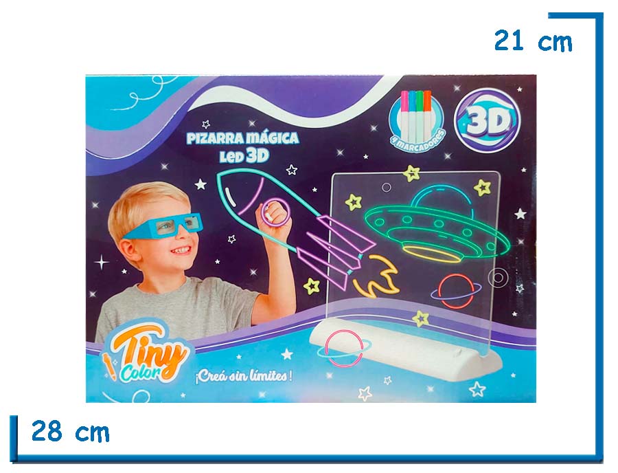 TINY COLOR PIZARRA MAGICA LED 3D ESPACIO 28 X 16CM