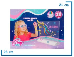 TINY COLOR PIZARRA MAGICA LED 3D UNICORNIO 28 X 16 CM