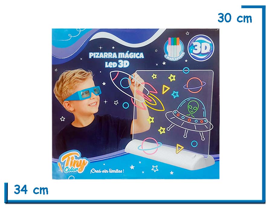 TINY COLOR PIZARRA MAGICA LED 3D ESPACIO 28 X 26CM